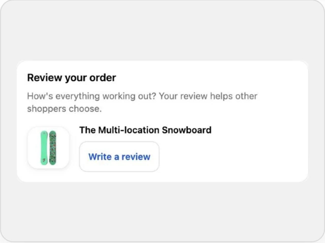 A Review your order card on the order page in the customer account