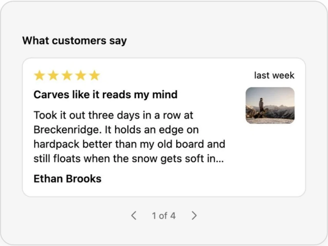Featured reviews in the checkout's order summary
