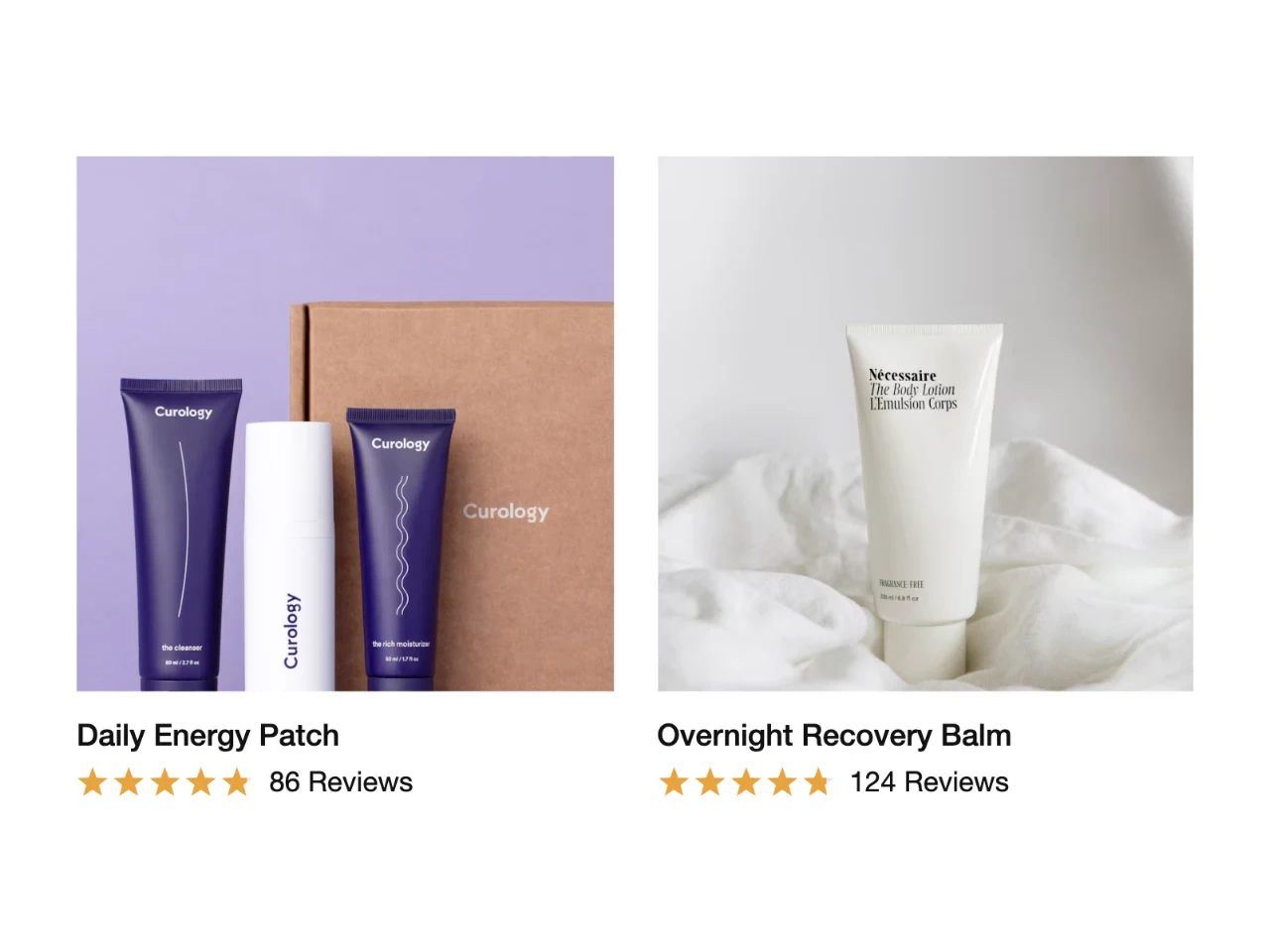 Star ratings on product cards