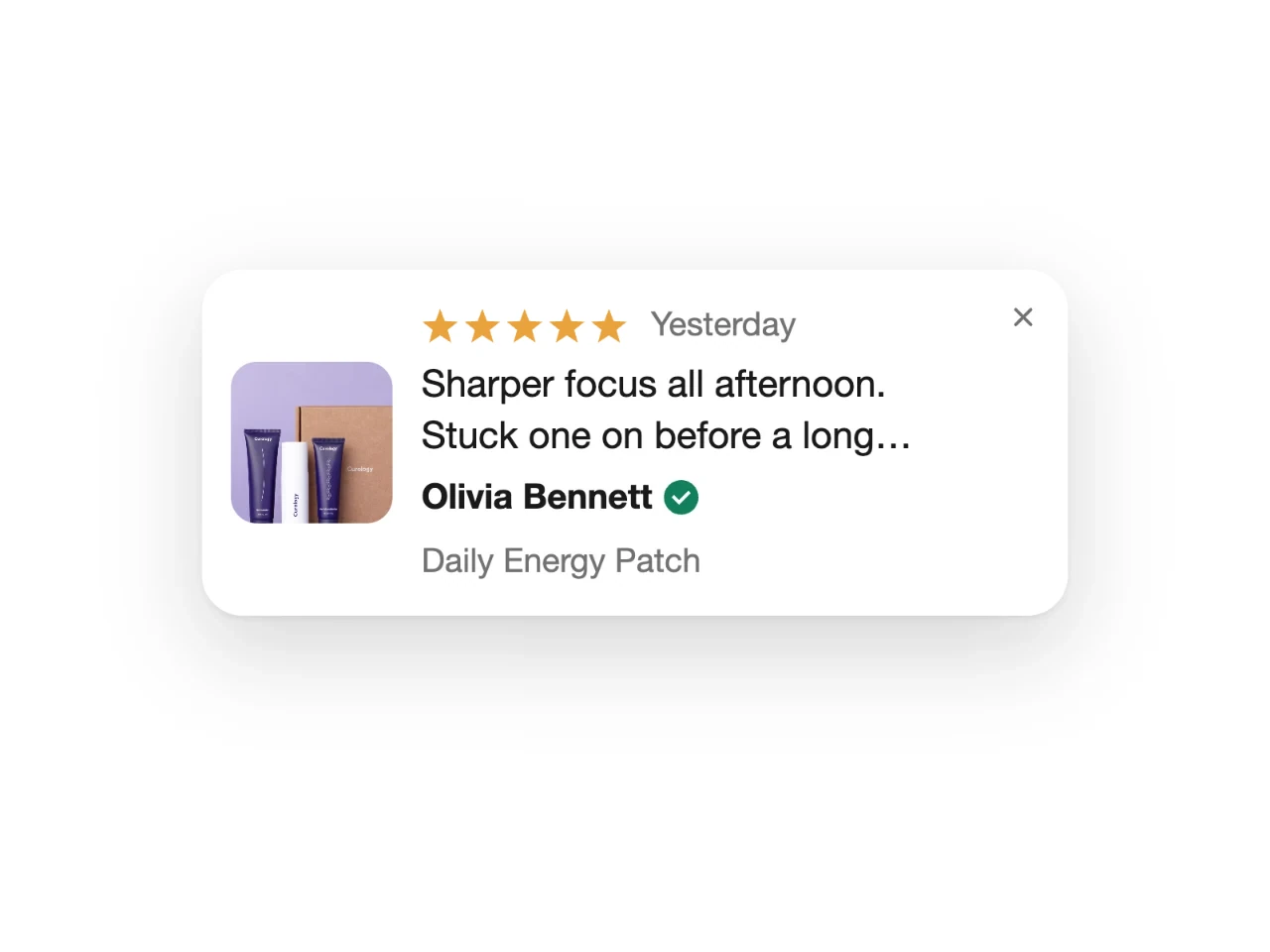 A review popup