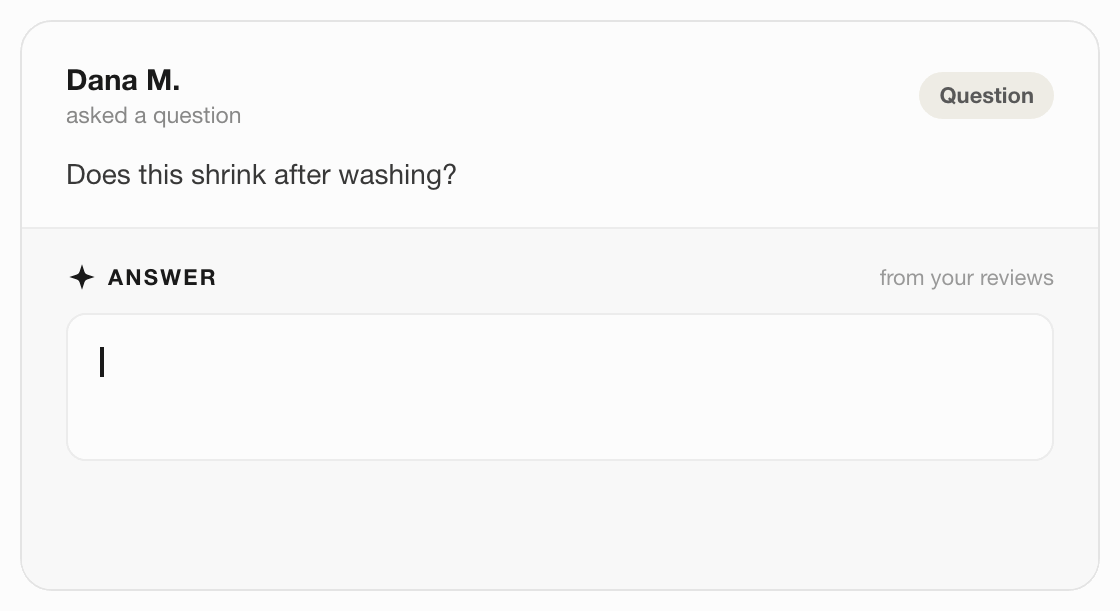 QI drafting an answer to a product question from existing reviews