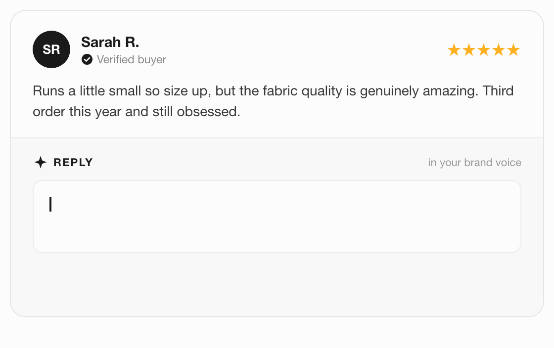 QI drafting a reply to a review in the brand voice