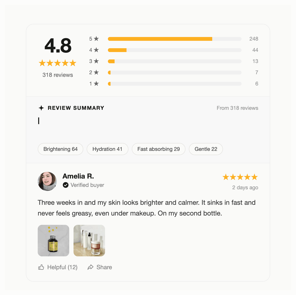 PDP Reviews Widget preview
